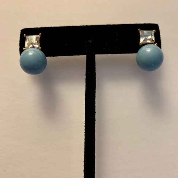 Stud Blue Ball Earrings - Picture 3 of 5